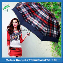 3 Fold Ladies Sun et Rain Promotion Cadeau Flower Design Parasol Weather Umbrella